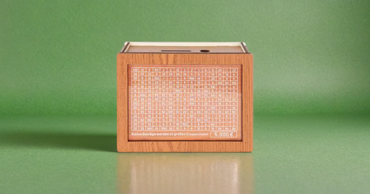 SaveStash Holzbox – Dein smarter Sparplan.